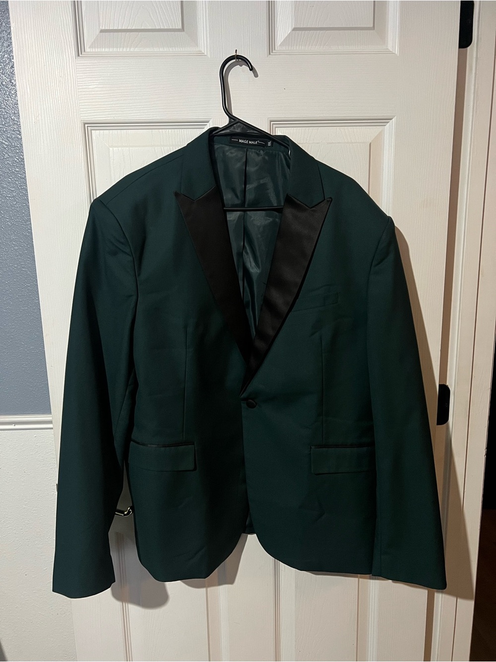 Forest Green Satin-Lapel Tuxedo Blazer